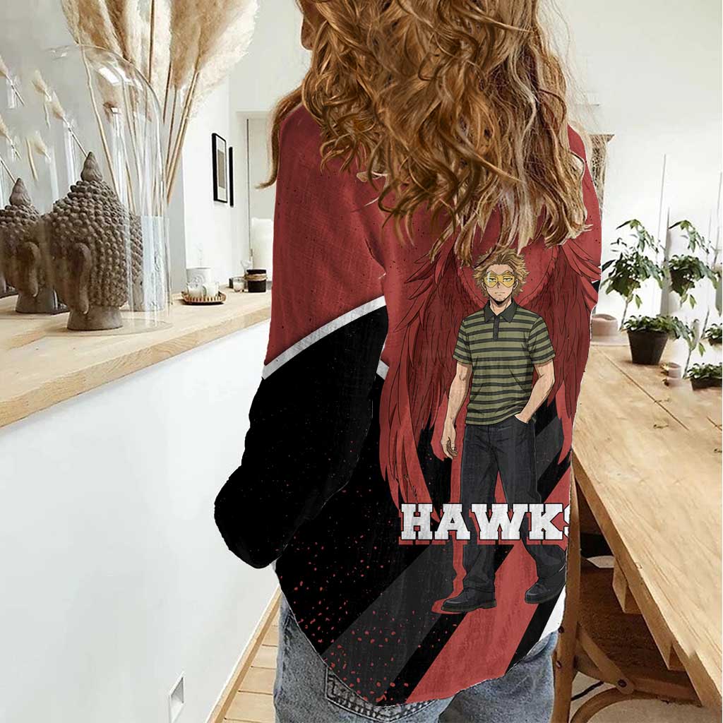 Hawks My Hero Academia Women Casual Shirt Anime Grunge Splatter Graphic Style