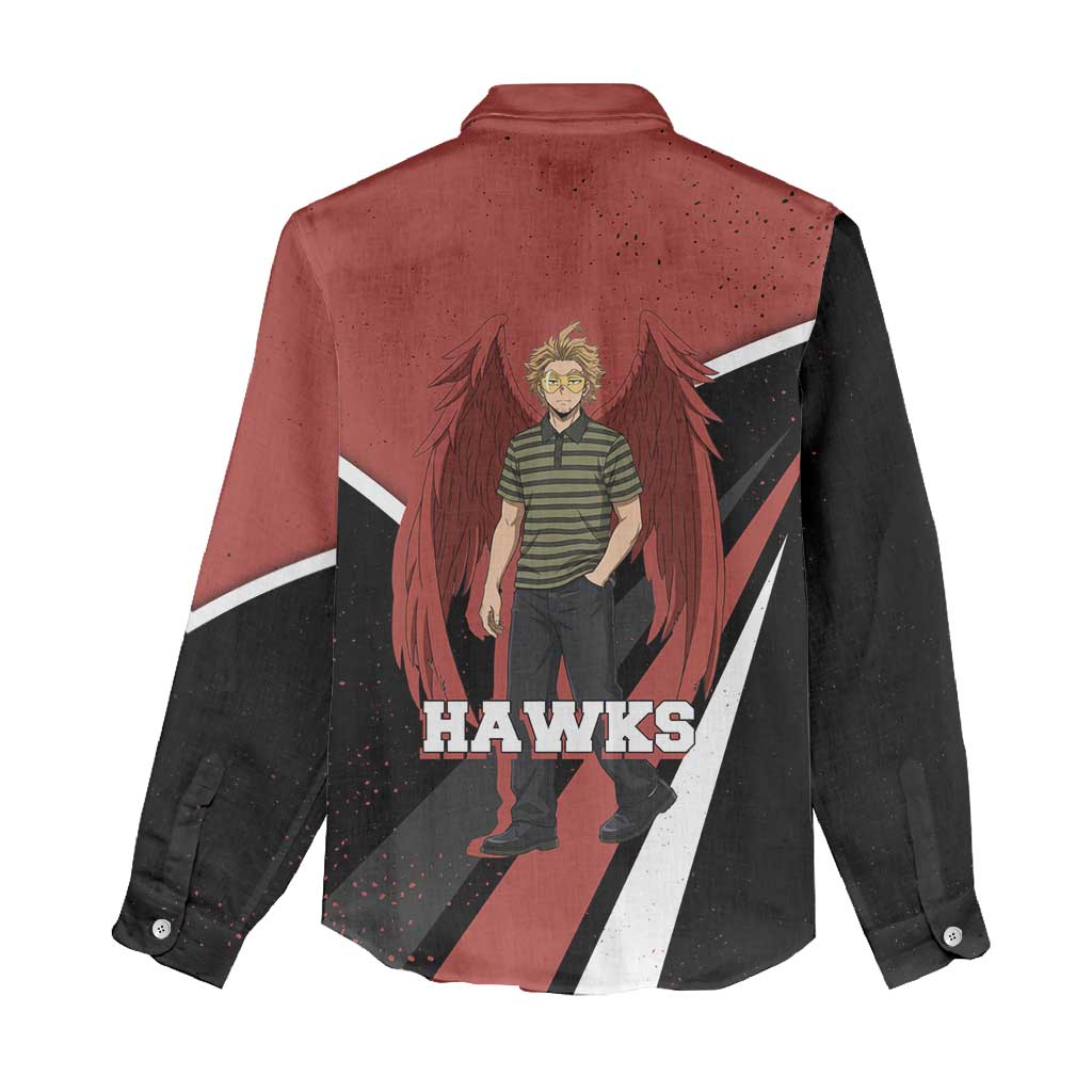 Hawks My Hero Academia Women Casual Shirt Anime Grunge Splatter Graphic Style
