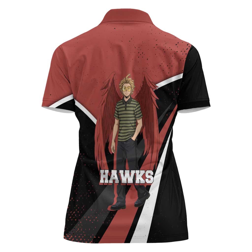 Hawks My Hero Academia Women Polo Shirt Anime Grunge Splatter Graphic Style