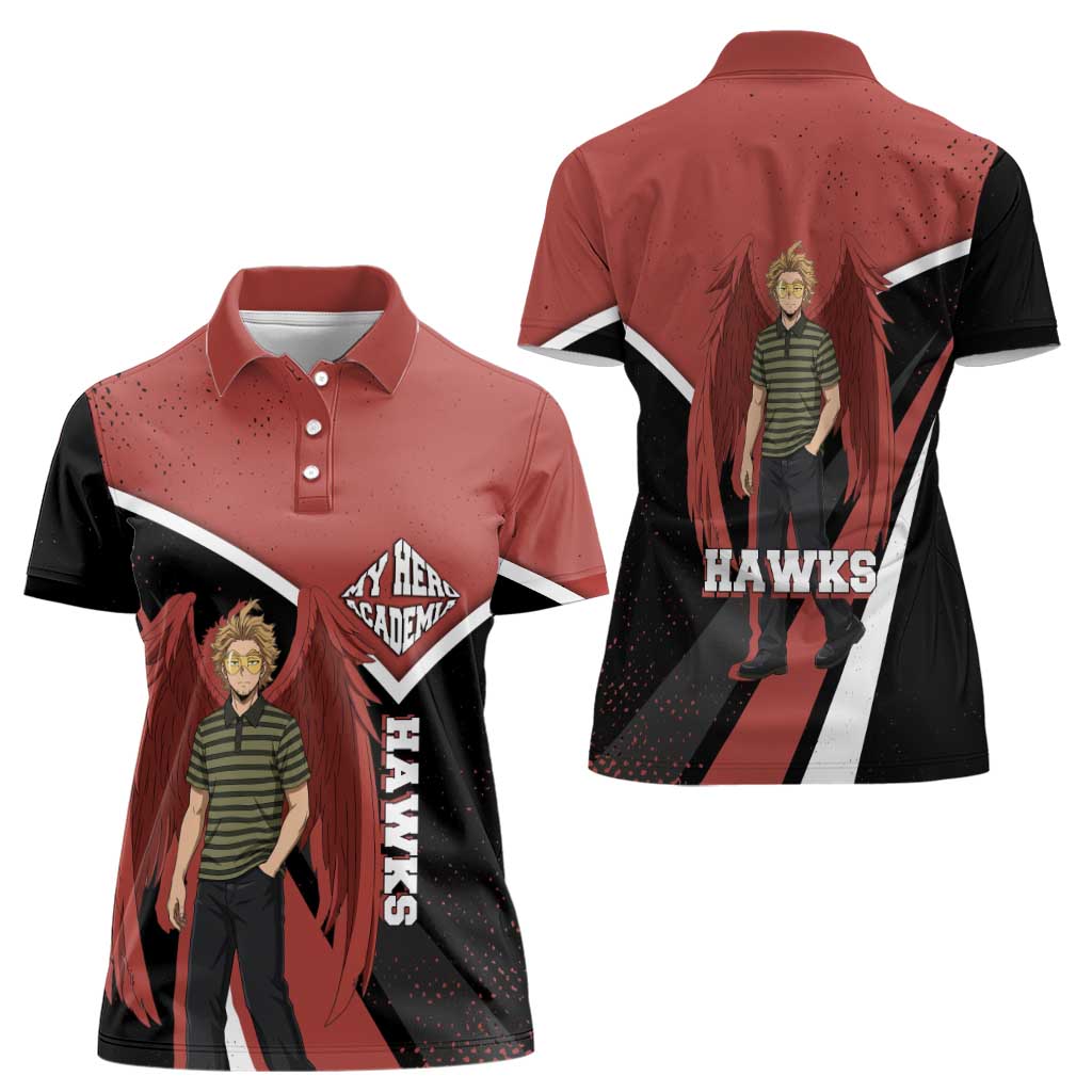 Hawks My Hero Academia Women Polo Shirt Anime Grunge Splatter Graphic Style