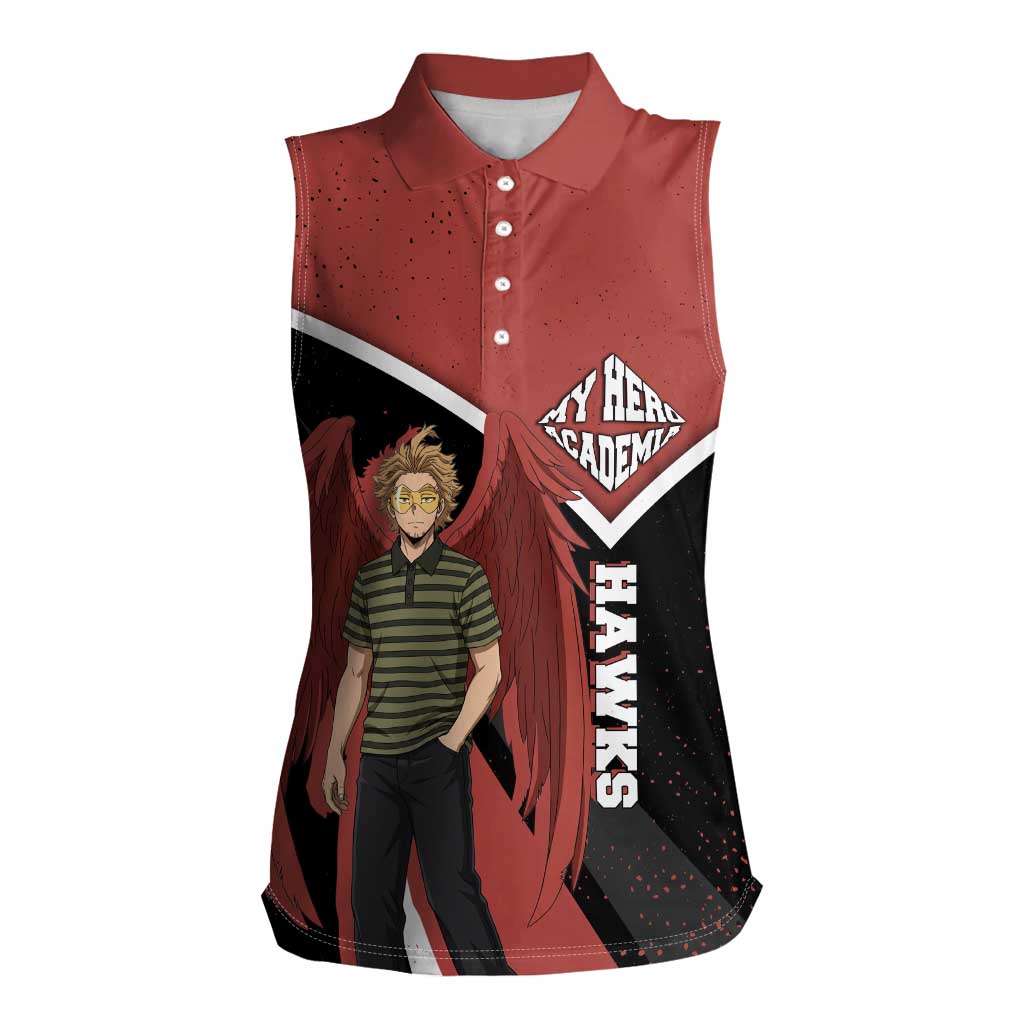 Hawks My Hero Academia Women Sleeveless Polo Shirt Anime Grunge Splatter Graphic Style