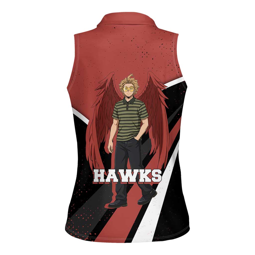 Hawks My Hero Academia Women Sleeveless Polo Shirt Anime Grunge Splatter Graphic Style