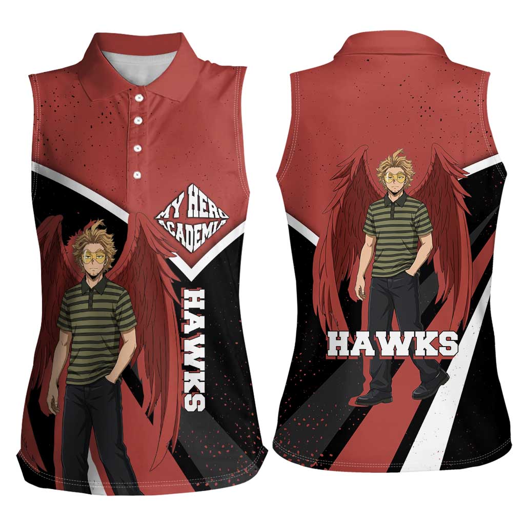 Hawks My Hero Academia Women Sleeveless Polo Shirt Anime Grunge Splatter Graphic Style