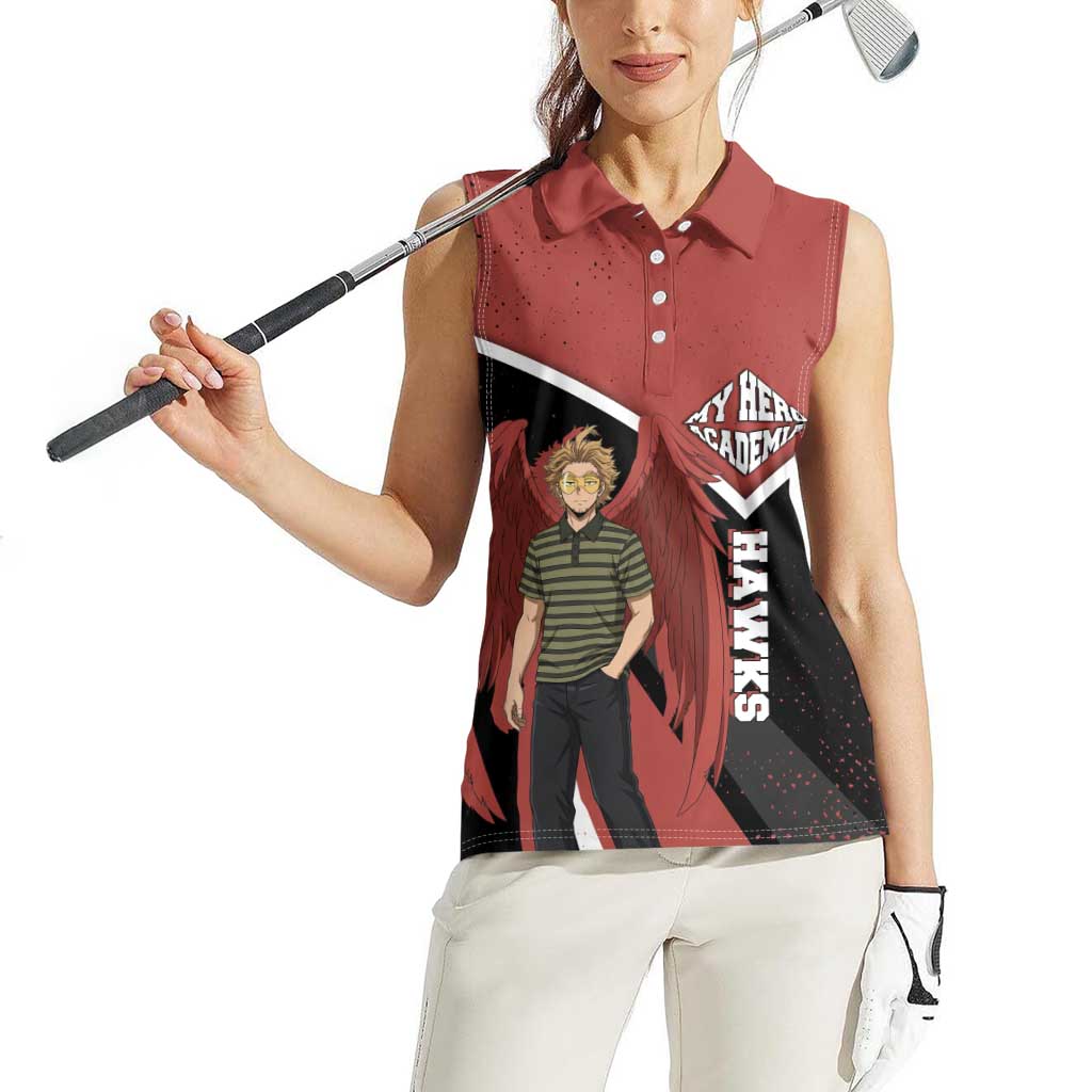 Hawks My Hero Academia Women Sleeveless Polo Shirt Anime Grunge Splatter Graphic Style