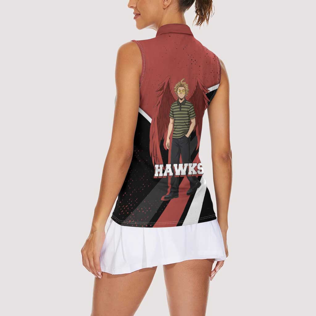 Hawks My Hero Academia Women Sleeveless Polo Shirt Anime Grunge Splatter Graphic Style