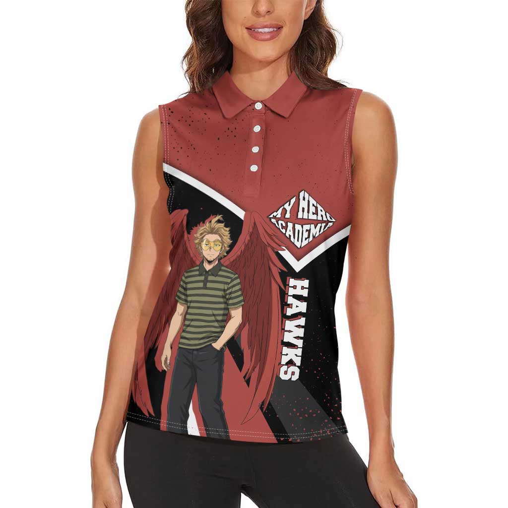 Hawks My Hero Academia Women Sleeveless Polo Shirt Anime Grunge Splatter Graphic Style