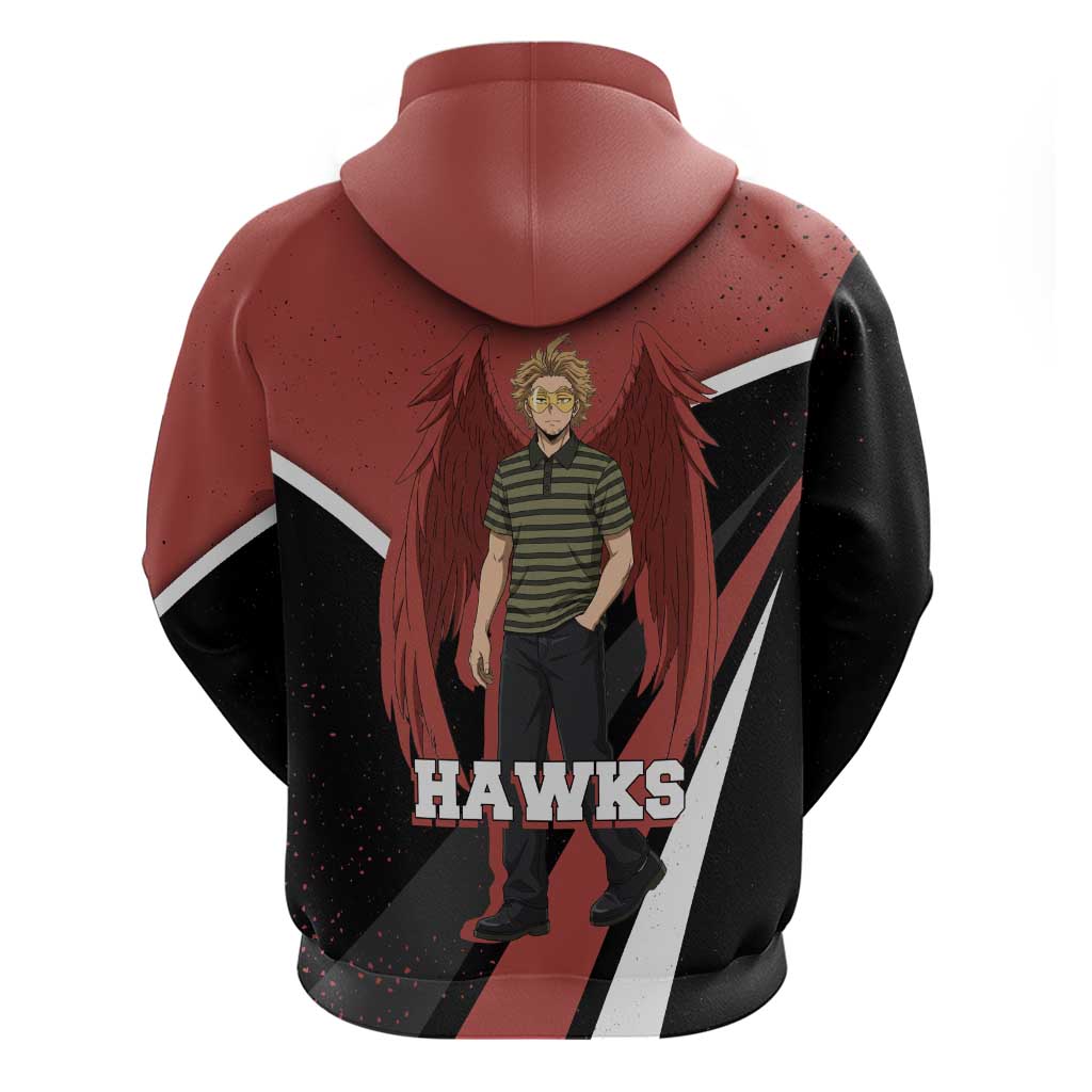 Hawks My Hero Academia Zip Hoodie Anime Grunge Splatter Graphic Style