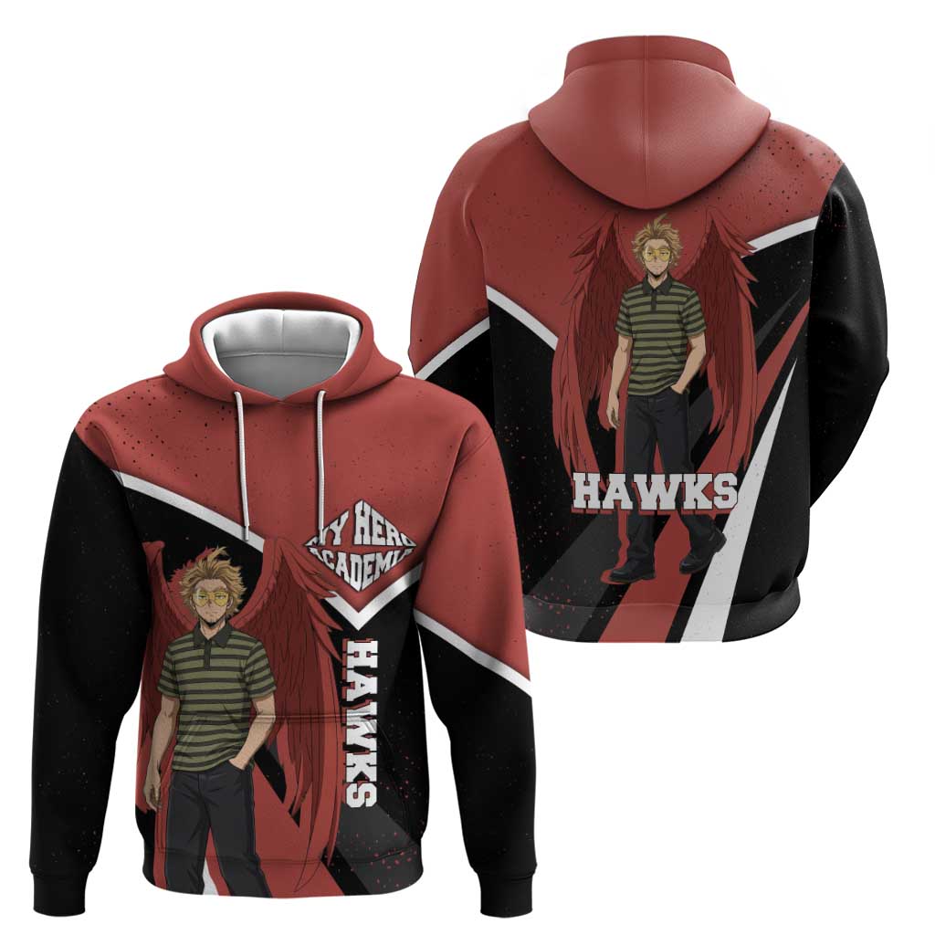 Hawks My Hero Academia Zip Hoodie Anime Grunge Splatter Graphic Style