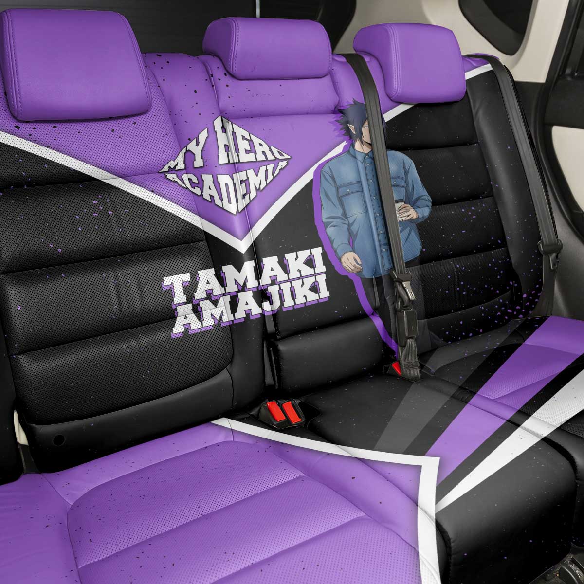 Tamaki Amajiki My Hero Academia Back Car Seat Cover Anime Grunge Splatter Graphic Style
