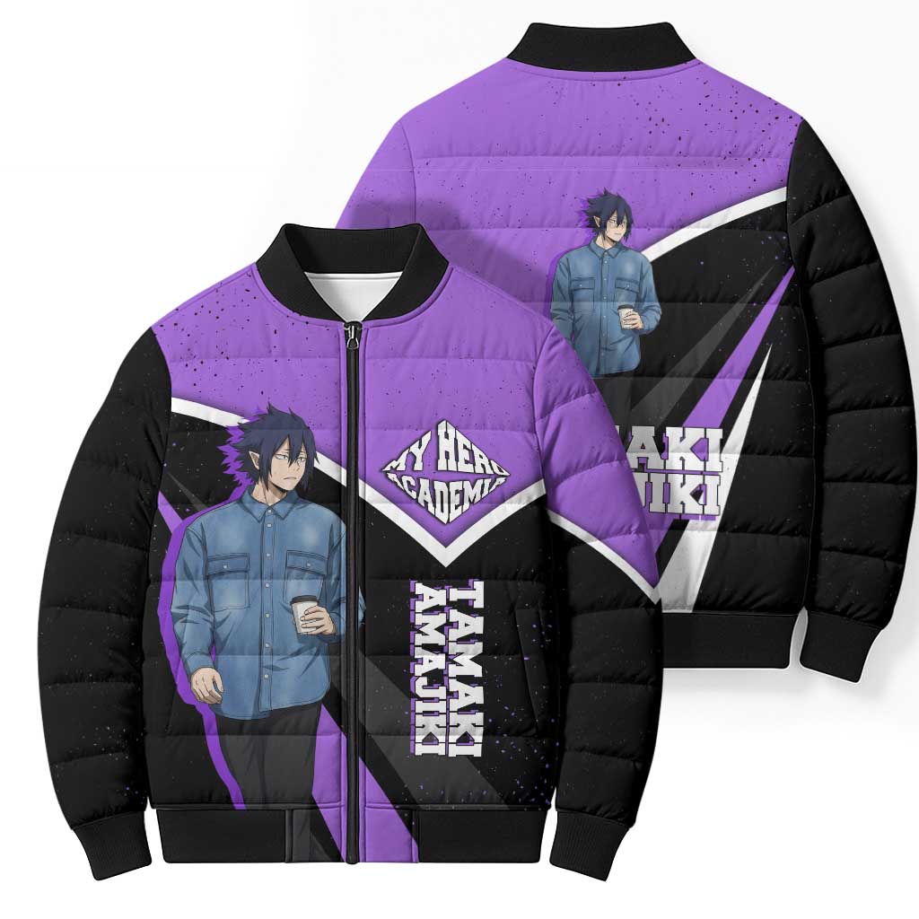 Tamaki Amajiki My Hero Academia Bomber Puffer Jacket Anime Grunge Splatter Graphic Style