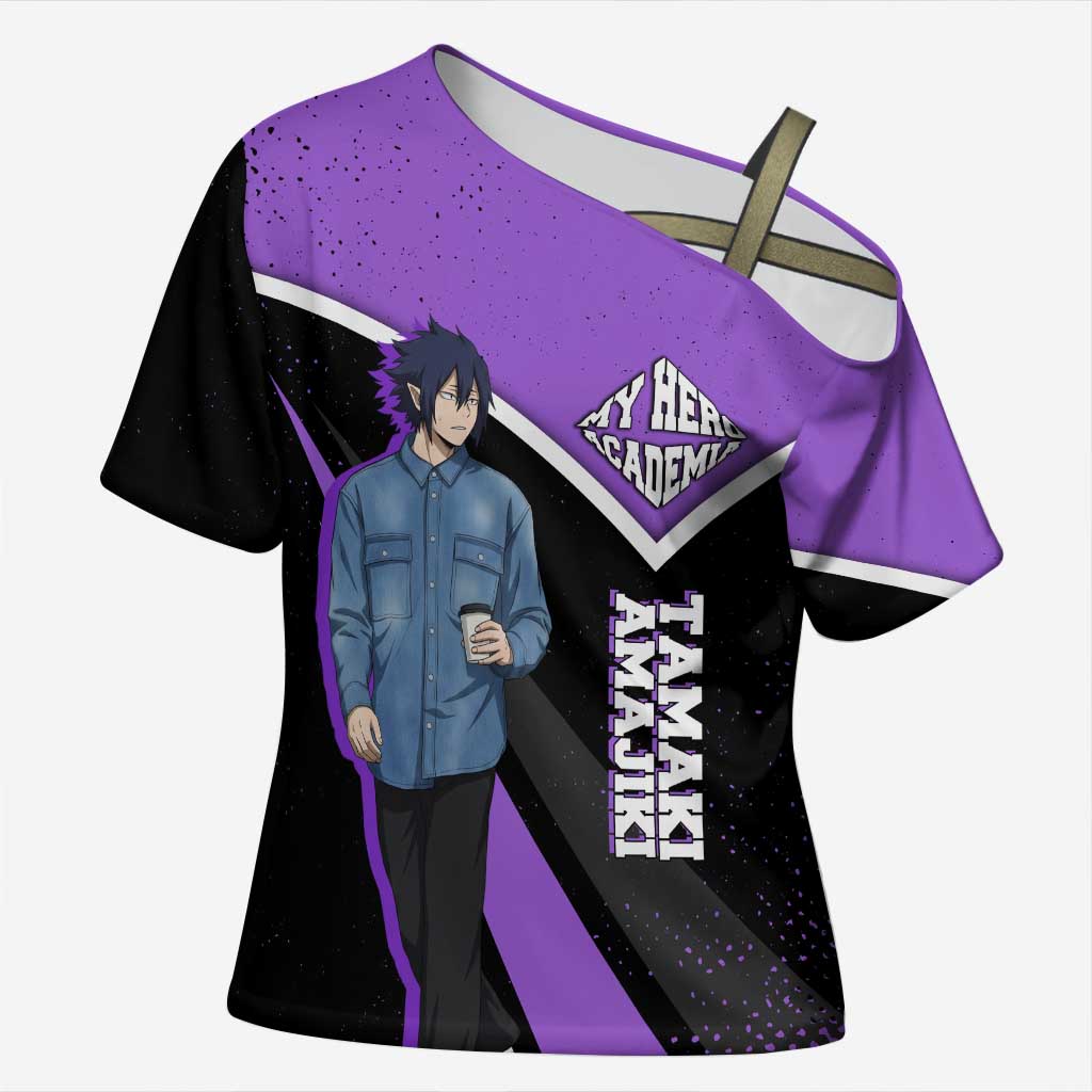 Tamaki Amajiki My Hero Academia Cross Shoulder Shirt Anime Grunge Splatter Graphic Style