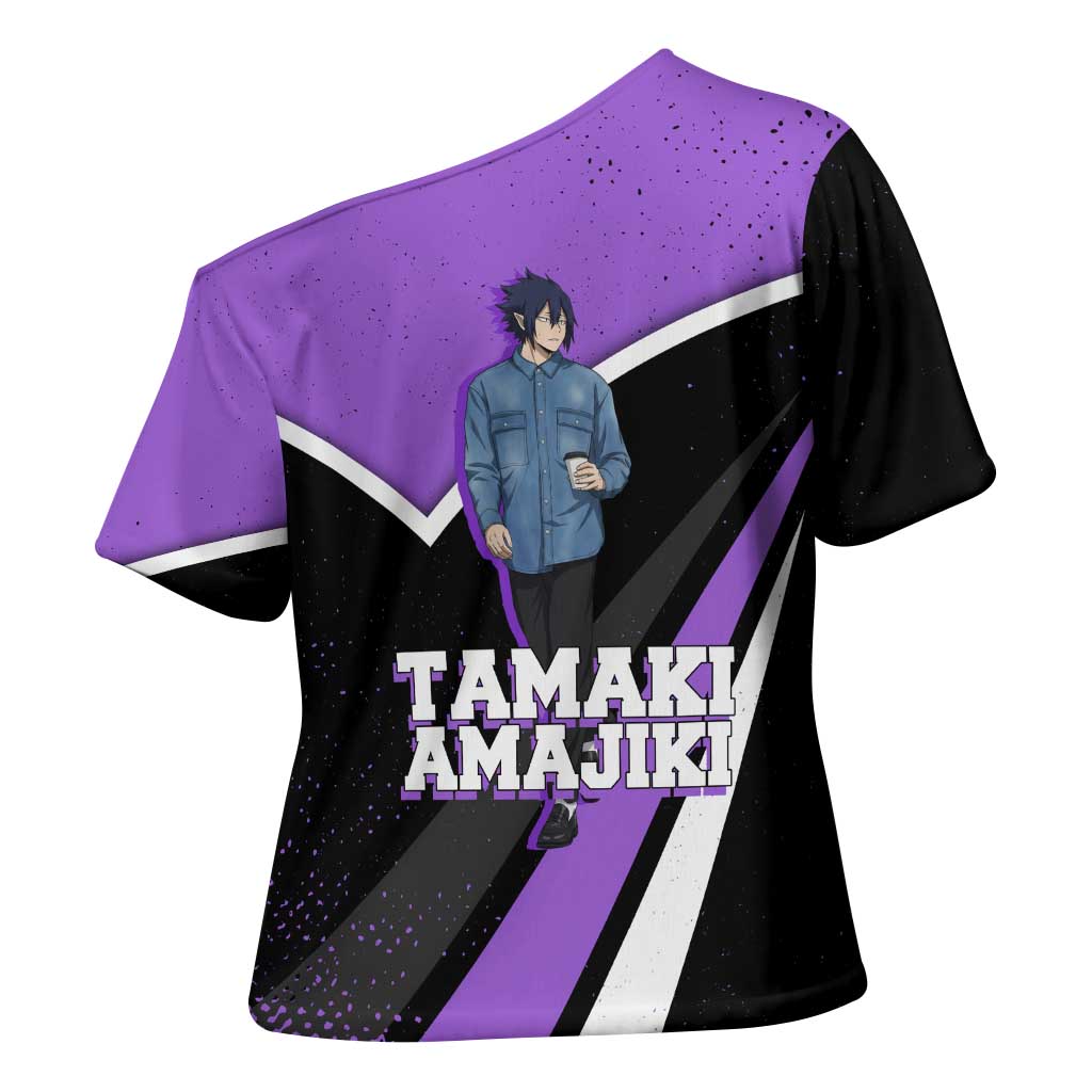 Tamaki Amajiki My Hero Academia Cross Shoulder Shirt Anime Grunge Splatter Graphic Style