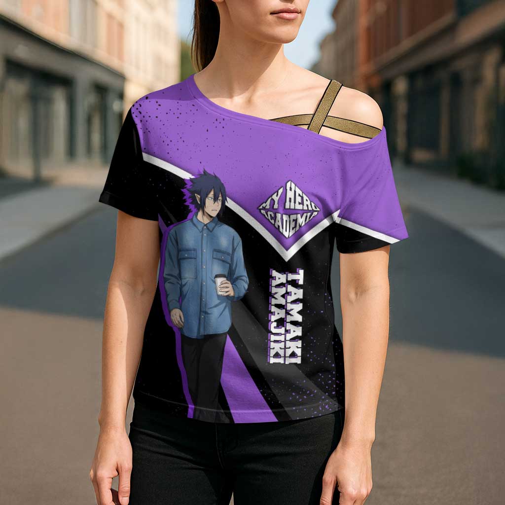 Tamaki Amajiki My Hero Academia Cross Shoulder Shirt Anime Grunge Splatter Graphic Style