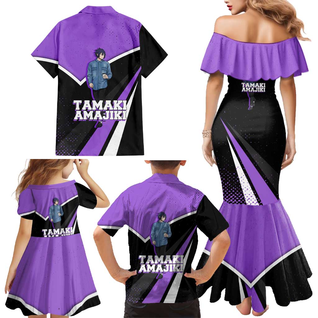 Tamaki Amajiki My Hero Academia Family Matching Mermaid Dress and Hawaiian Shirt Anime Grunge Splatter Graphic Style