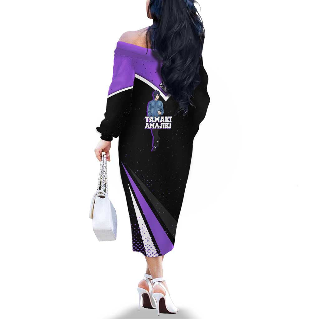 Tamaki Amajiki My Hero Academia Family Matching Off The Shoulder Long Sleeve Dress and Hawaiian Shirt Anime Grunge Splatter Graphic Style