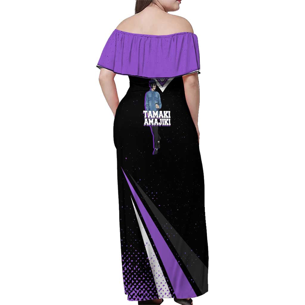 Tamaki Amajiki My Hero Academia Family Matching Off Shoulder Maxi Dress and Hawaiian Shirt Anime Grunge Splatter Graphic Style