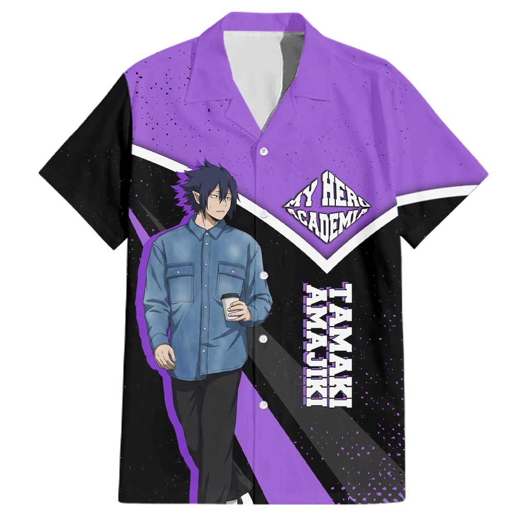 Tamaki Amajiki My Hero Academia Family Matching Off Shoulder Short Dress and Hawaiian Shirt Anime Grunge Splatter Graphic Style