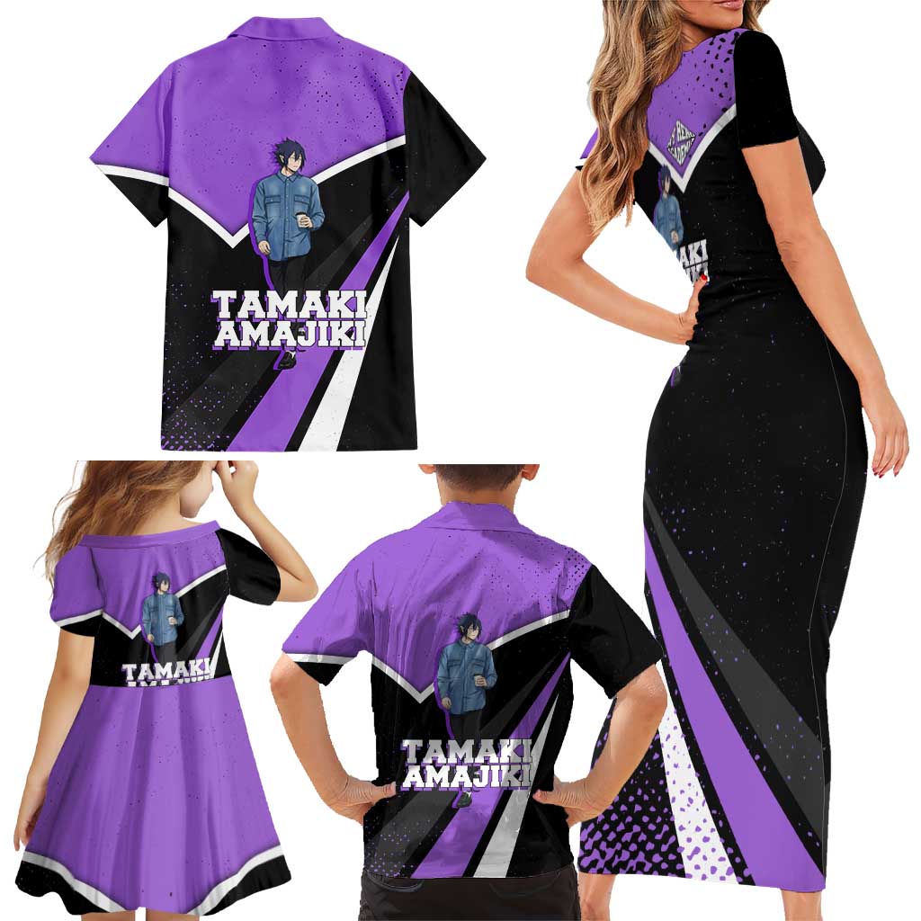 Tamaki Amajiki My Hero Academia Family Matching Short Sleeve Bodycon Dress and Hawaiian Shirt Anime Grunge Splatter Graphic Style