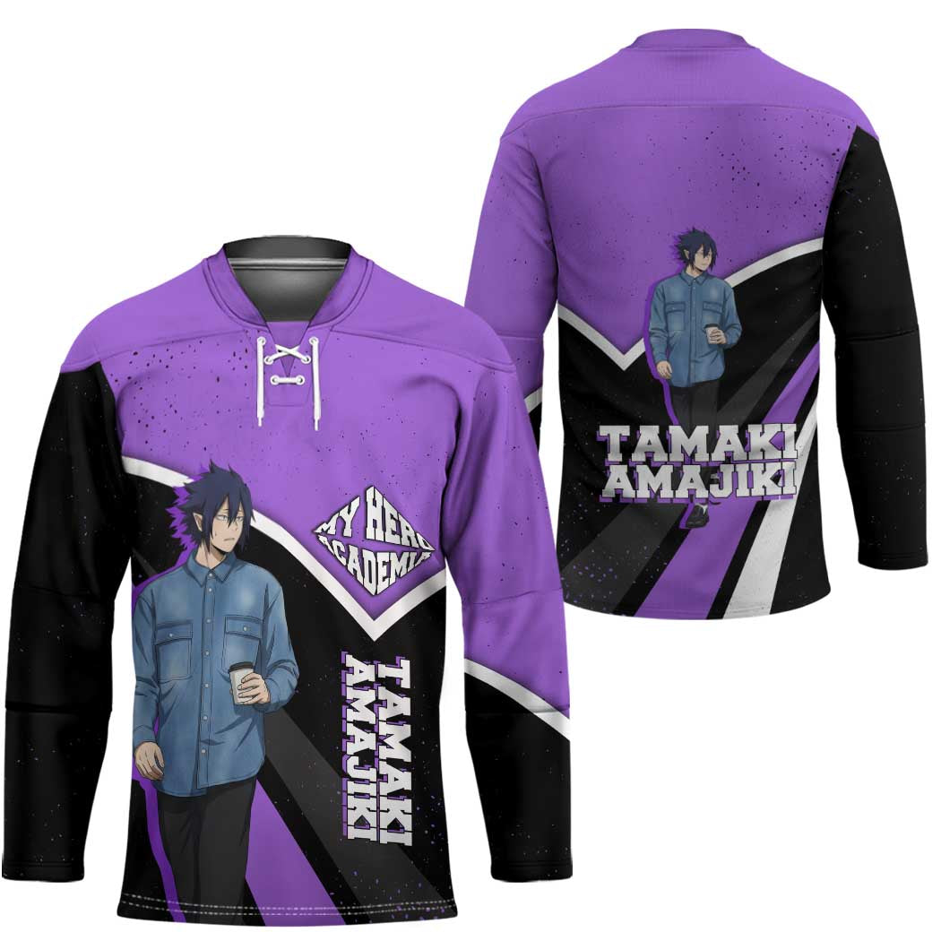 Tamaki Amajiki My Hero Academia Hockey Jersey Anime Grunge Splatter Graphic Style