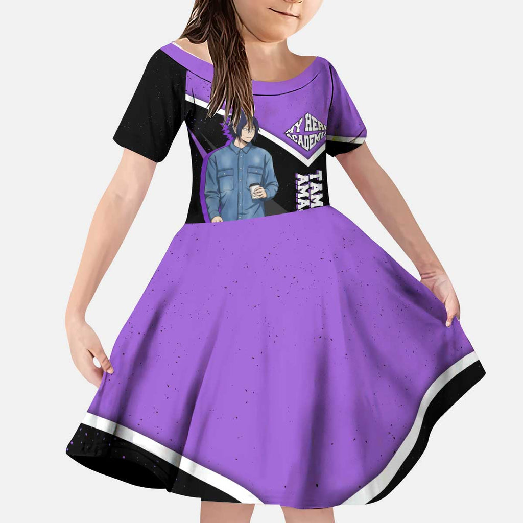 Tamaki Amajiki My Hero Academia Kid Short Sleeve Dress Anime Grunge Splatter Graphic Style