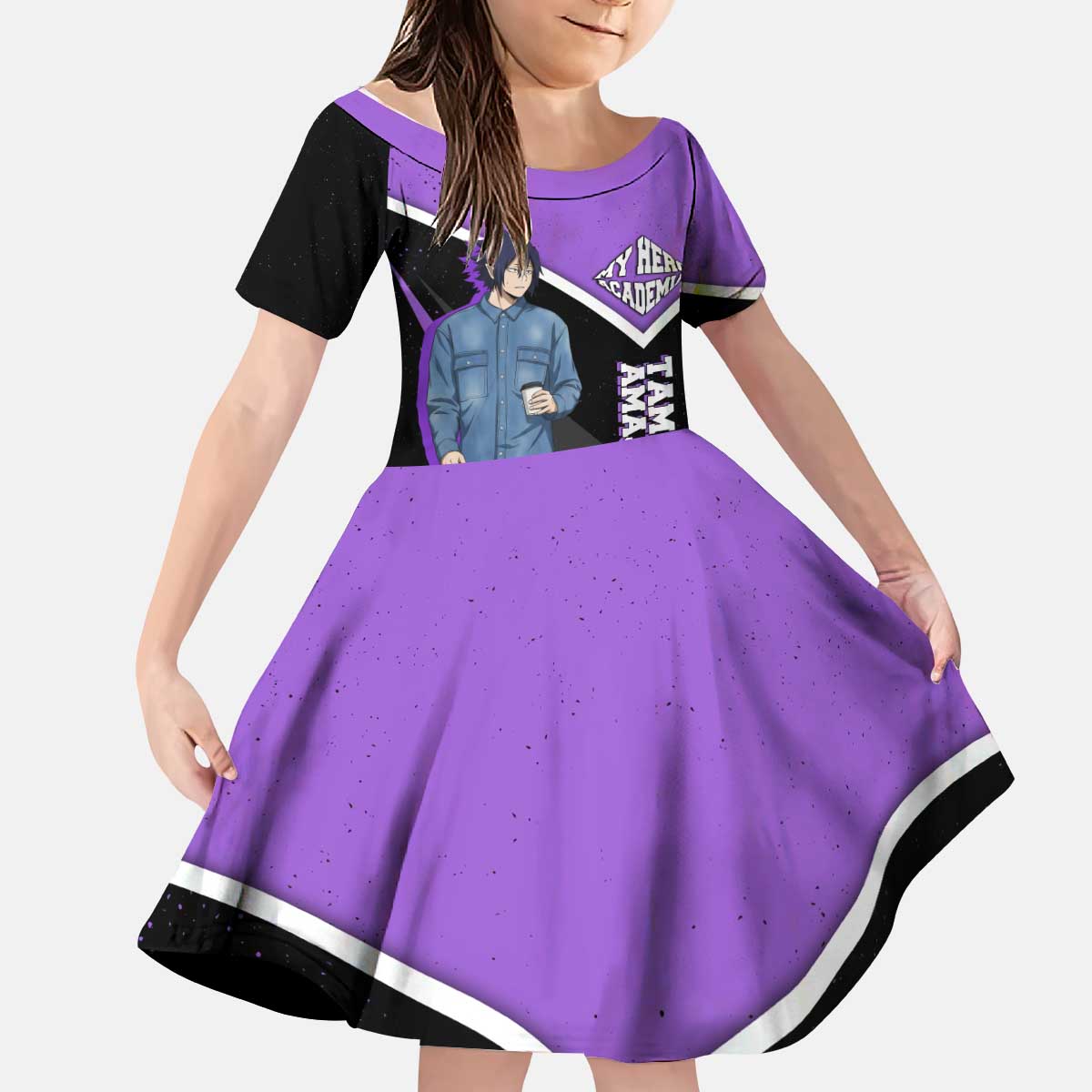Tamaki Amajiki My Hero Academia Kid Short Sleeve Dress Anime Grunge Splatter Graphic Style