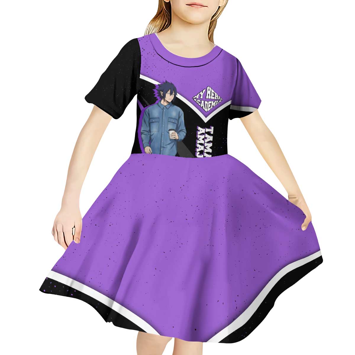 Tamaki Amajiki My Hero Academia Kid Short Sleeve Dress Anime Grunge Splatter Graphic Style