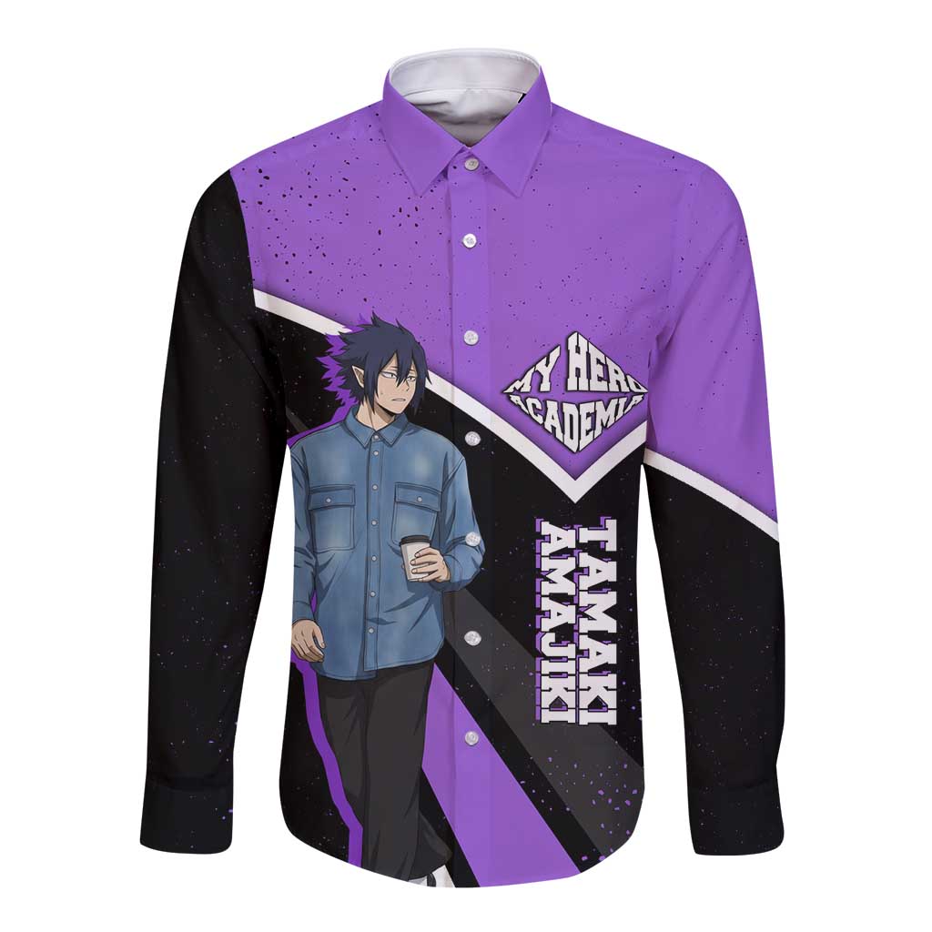 Tamaki Amajiki My Hero Academia Long Sleeve Button Shirt Anime Grunge Splatter Graphic Style
