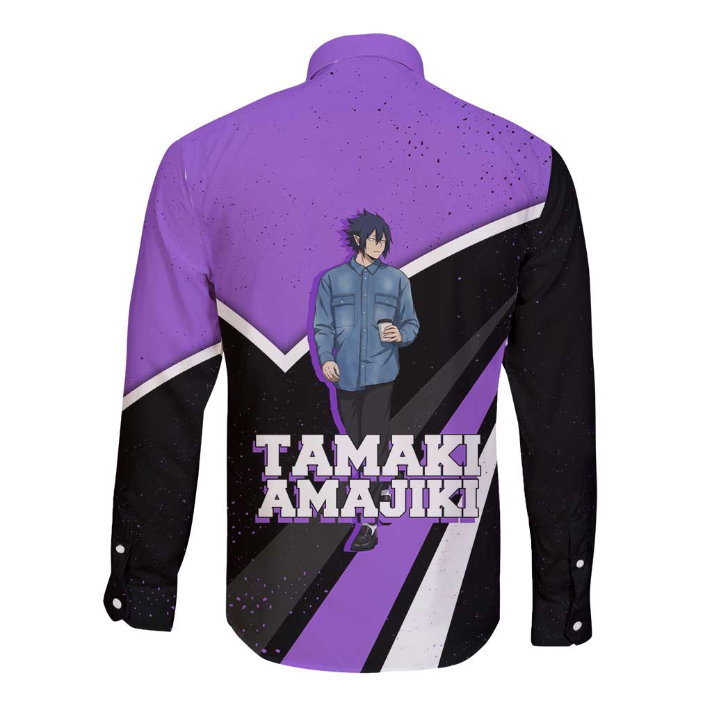 Tamaki Amajiki My Hero Academia Long Sleeve Button Shirt Anime Grunge Splatter Graphic Style