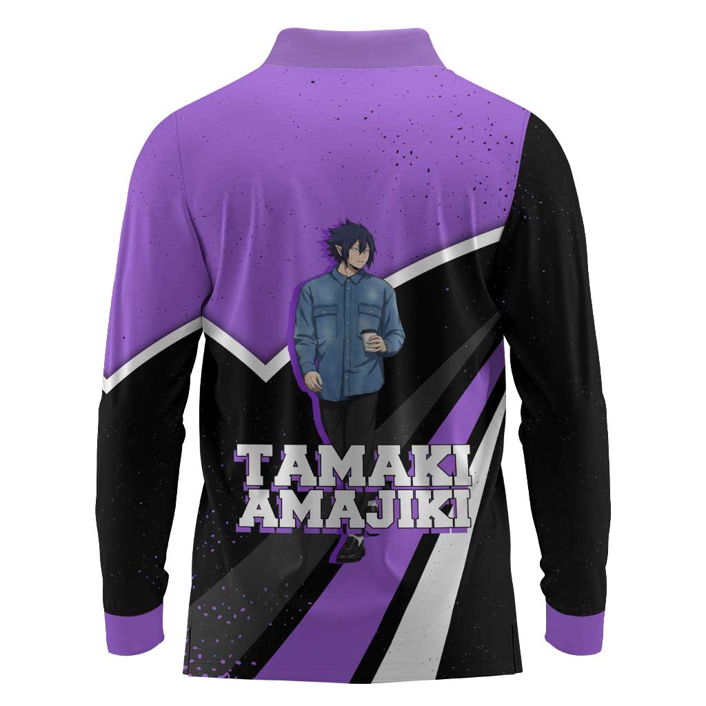 Tamaki Amajiki My Hero Academia Long Sleeve Polo Shirt Anime Grunge Splatter Graphic Style