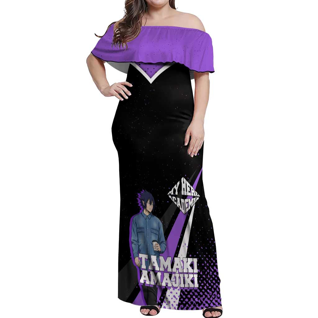 Tamaki Amajiki My Hero Academia Off Shoulder Maxi Dress Anime Grunge Splatter Graphic Style
