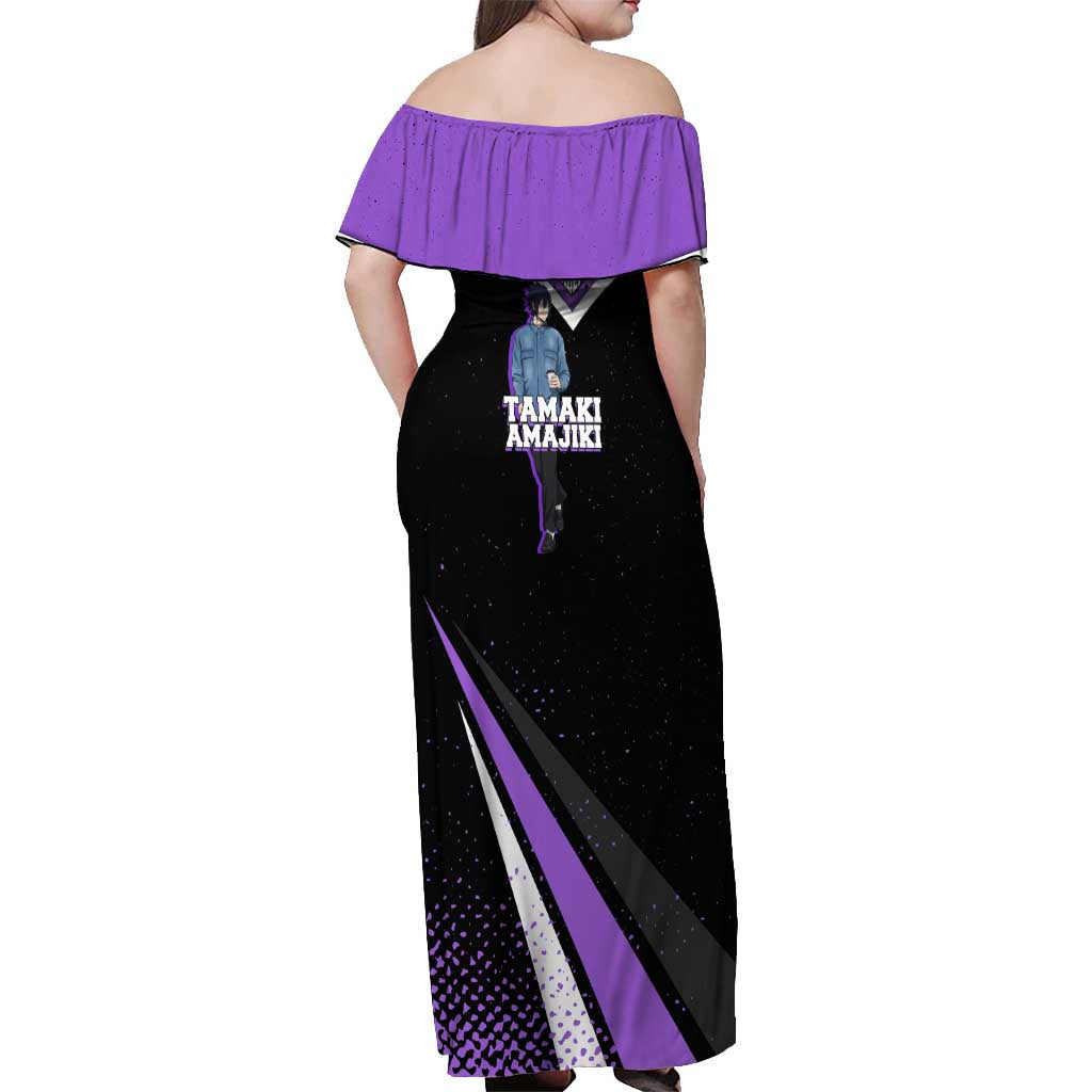 Tamaki Amajiki My Hero Academia Off Shoulder Maxi Dress Anime Grunge Splatter Graphic Style