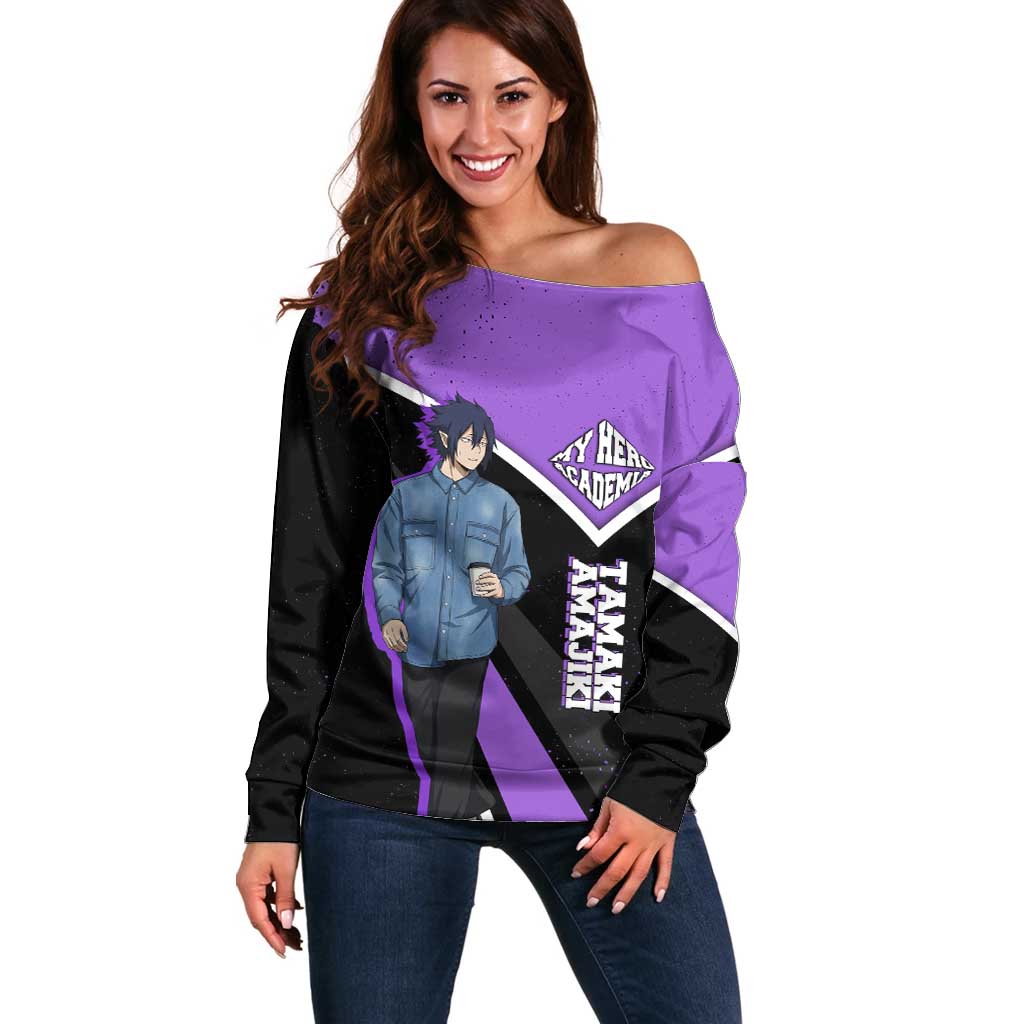 Tamaki Amajiki My Hero Academia Off Shoulder Sweater Anime Grunge Splatter Graphic Style
