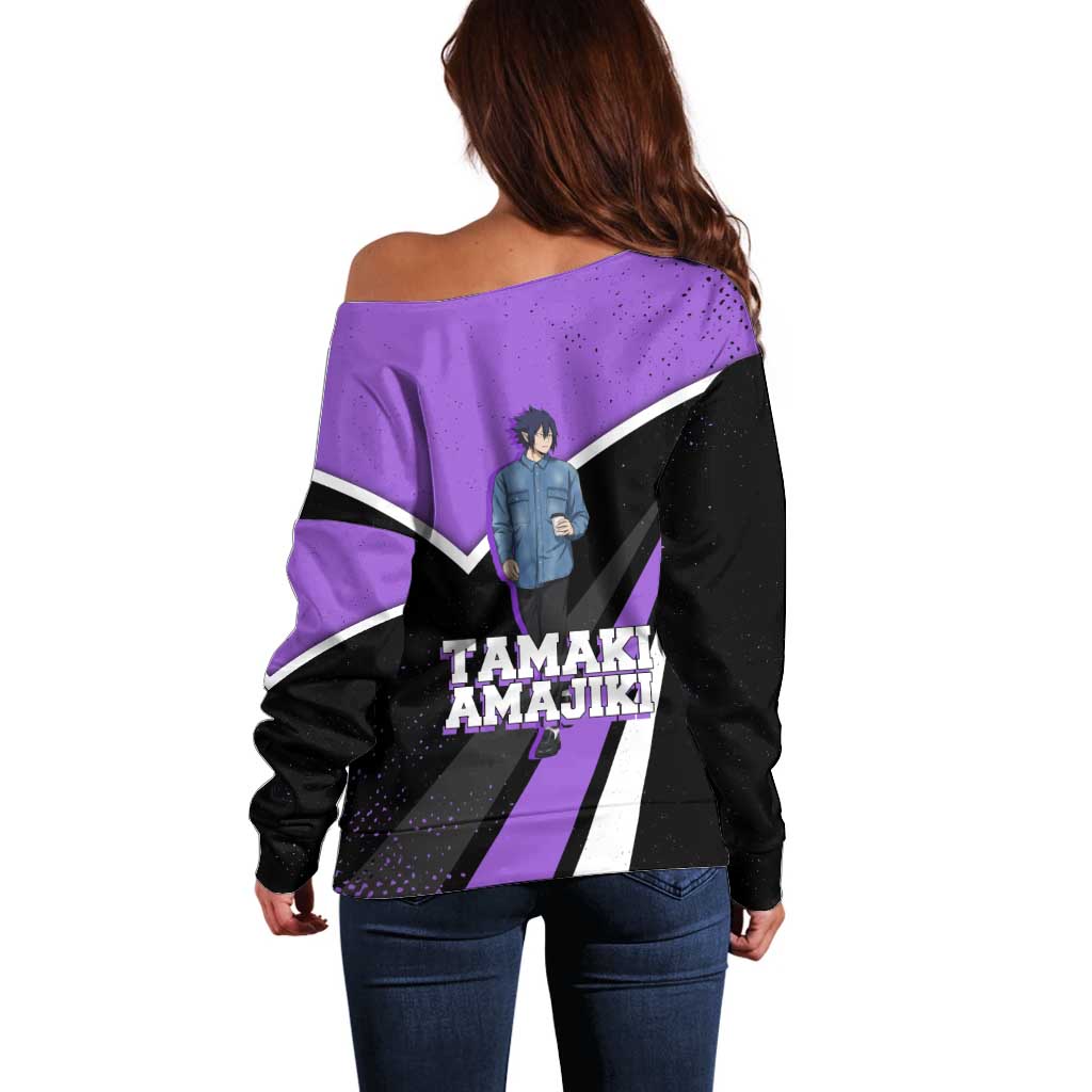 Tamaki Amajiki My Hero Academia Off Shoulder Sweater Anime Grunge Splatter Graphic Style