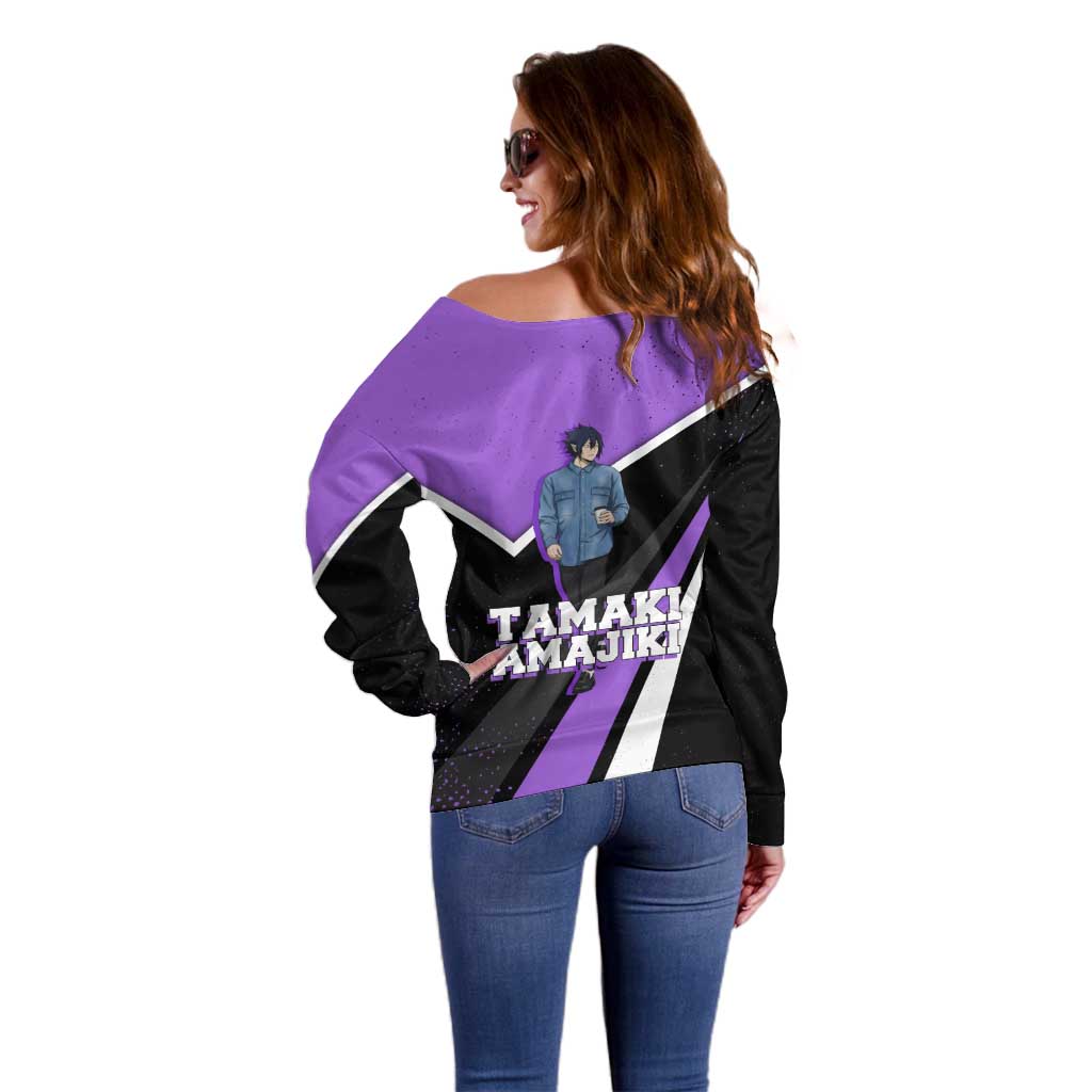Tamaki Amajiki My Hero Academia Off Shoulder Sweater Anime Grunge Splatter Graphic Style