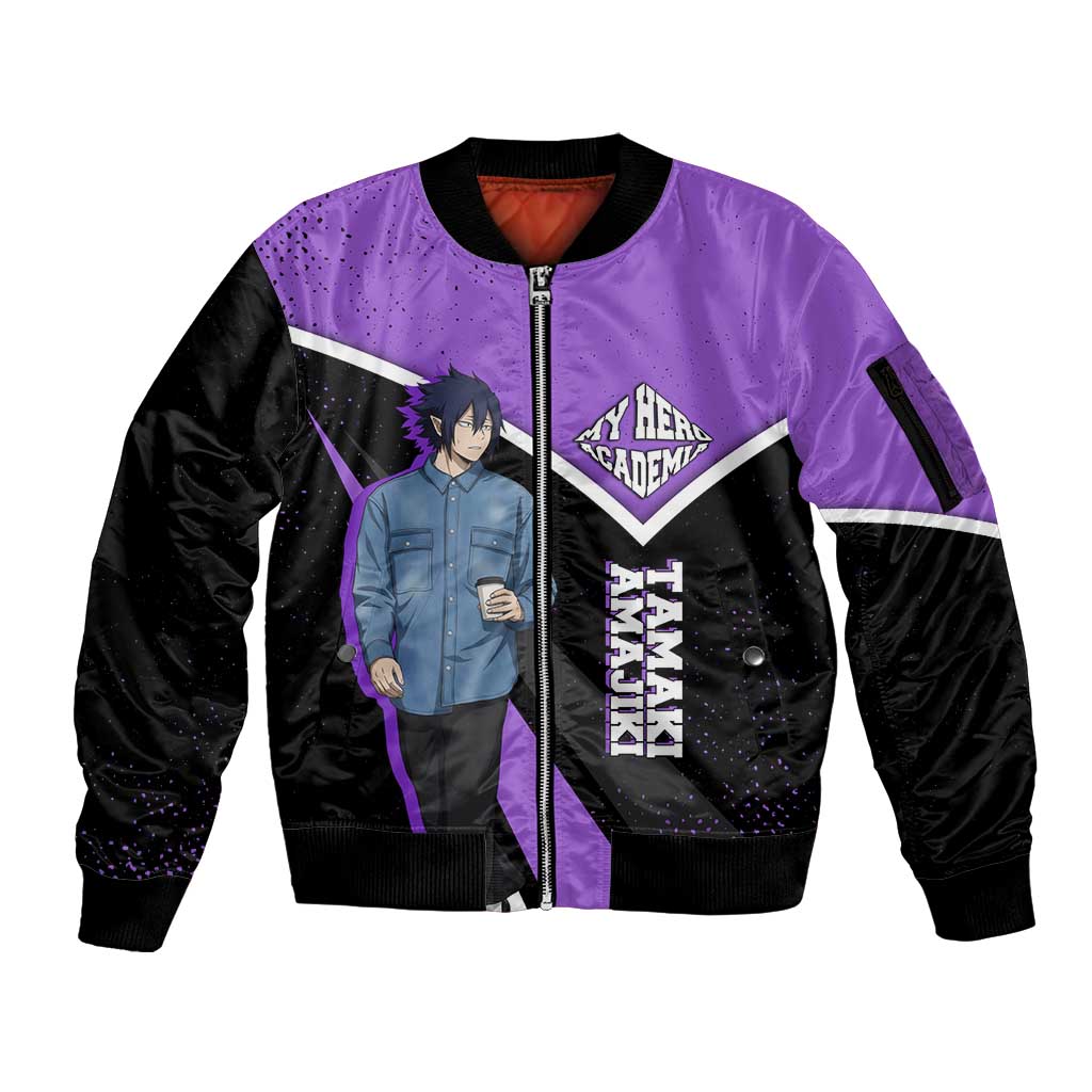 Tamaki Amajiki My Hero Academia Sleeve Zip Bomber Jacket Anime Grunge Splatter Graphic Style
