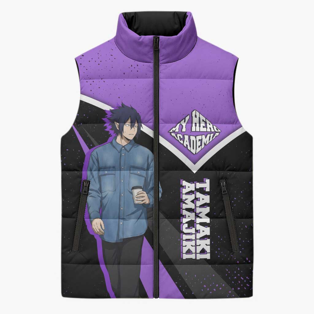 Tamaki Amajiki My Hero Academia Sleeveless Puffer Jacket Anime Grunge Splatter Graphic Style
