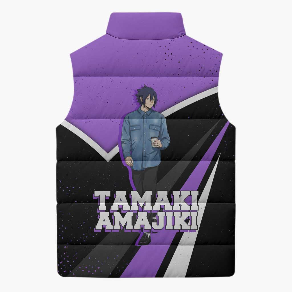Tamaki Amajiki My Hero Academia Sleeveless Puffer Jacket Anime Grunge Splatter Graphic Style