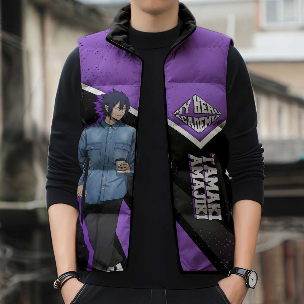 Tamaki Amajiki My Hero Academia Sleeveless Puffer Jacket Anime Grunge Splatter Graphic Style