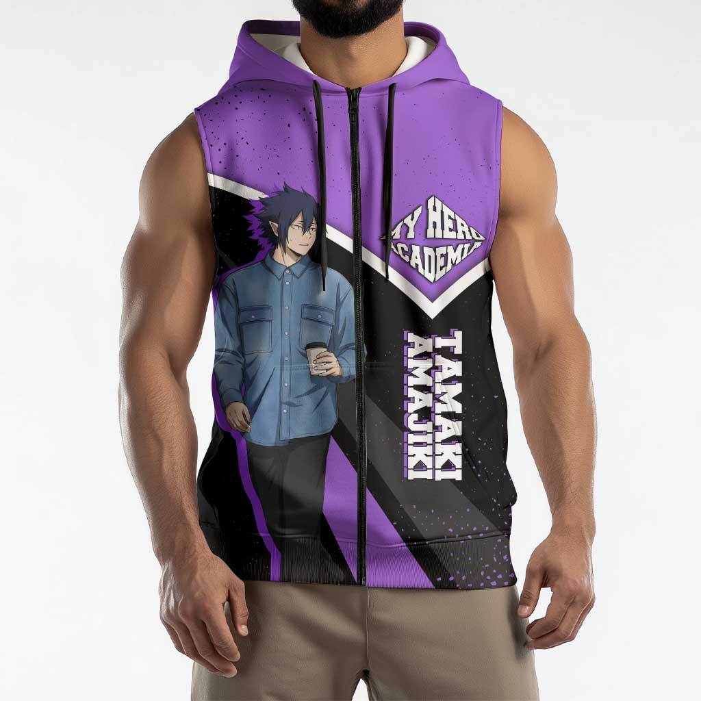 Tamaki Amajiki My Hero Academia Sleeveless Zip Hoodie Anime Grunge Splatter Graphic Style