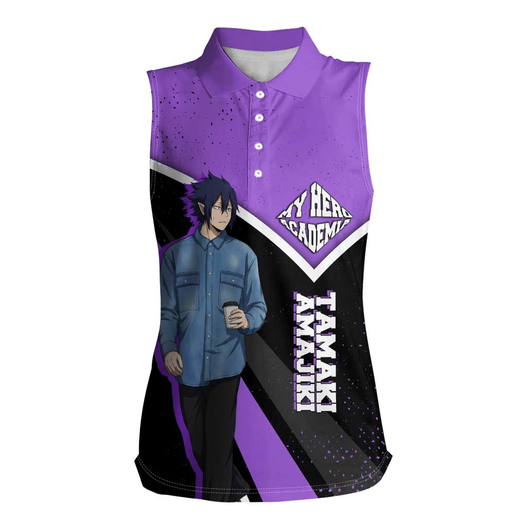 Tamaki Amajiki My Hero Academia Women Sleeveless Polo Shirt Anime Grunge Splatter Graphic Style