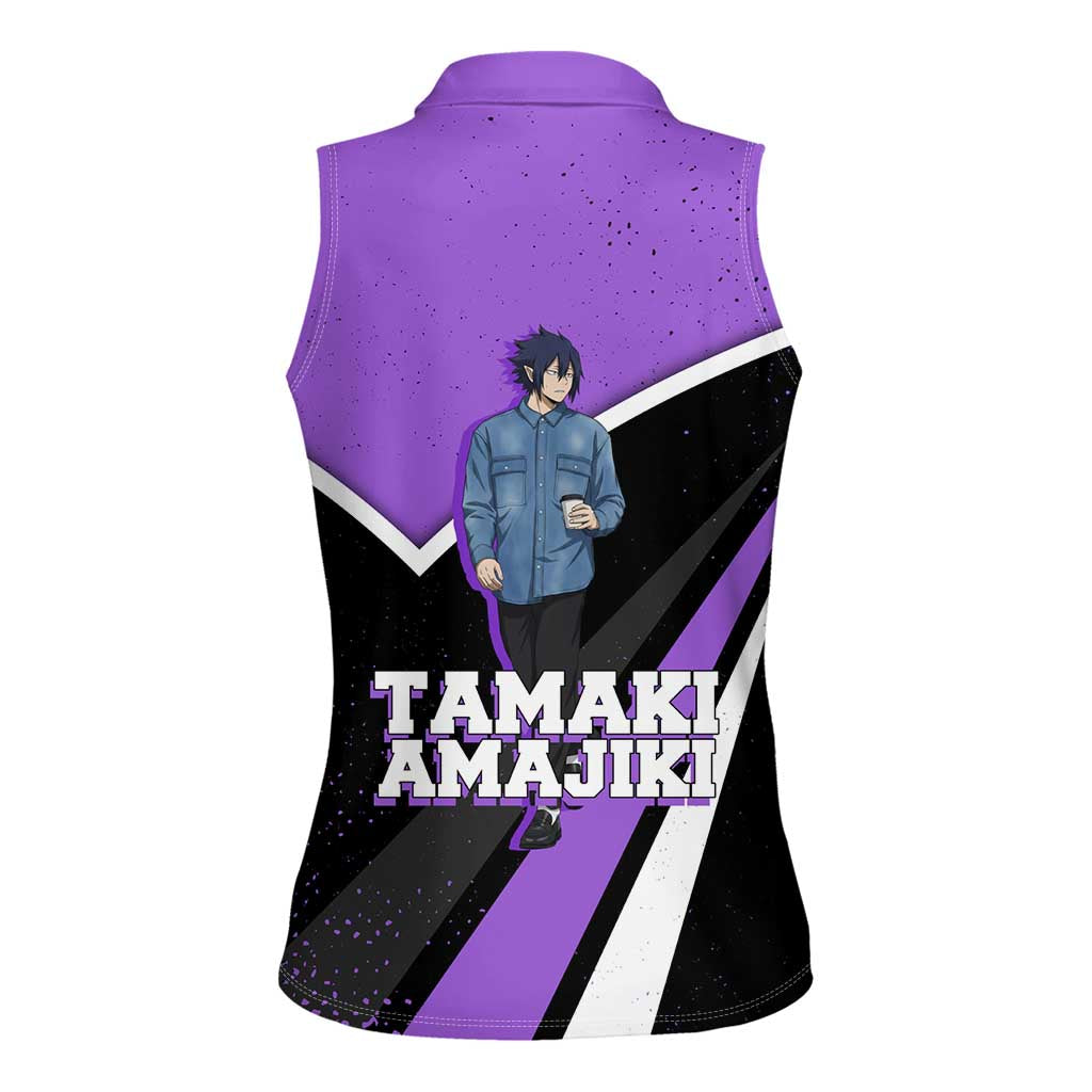 Tamaki Amajiki My Hero Academia Women Sleeveless Polo Shirt Anime Grunge Splatter Graphic Style