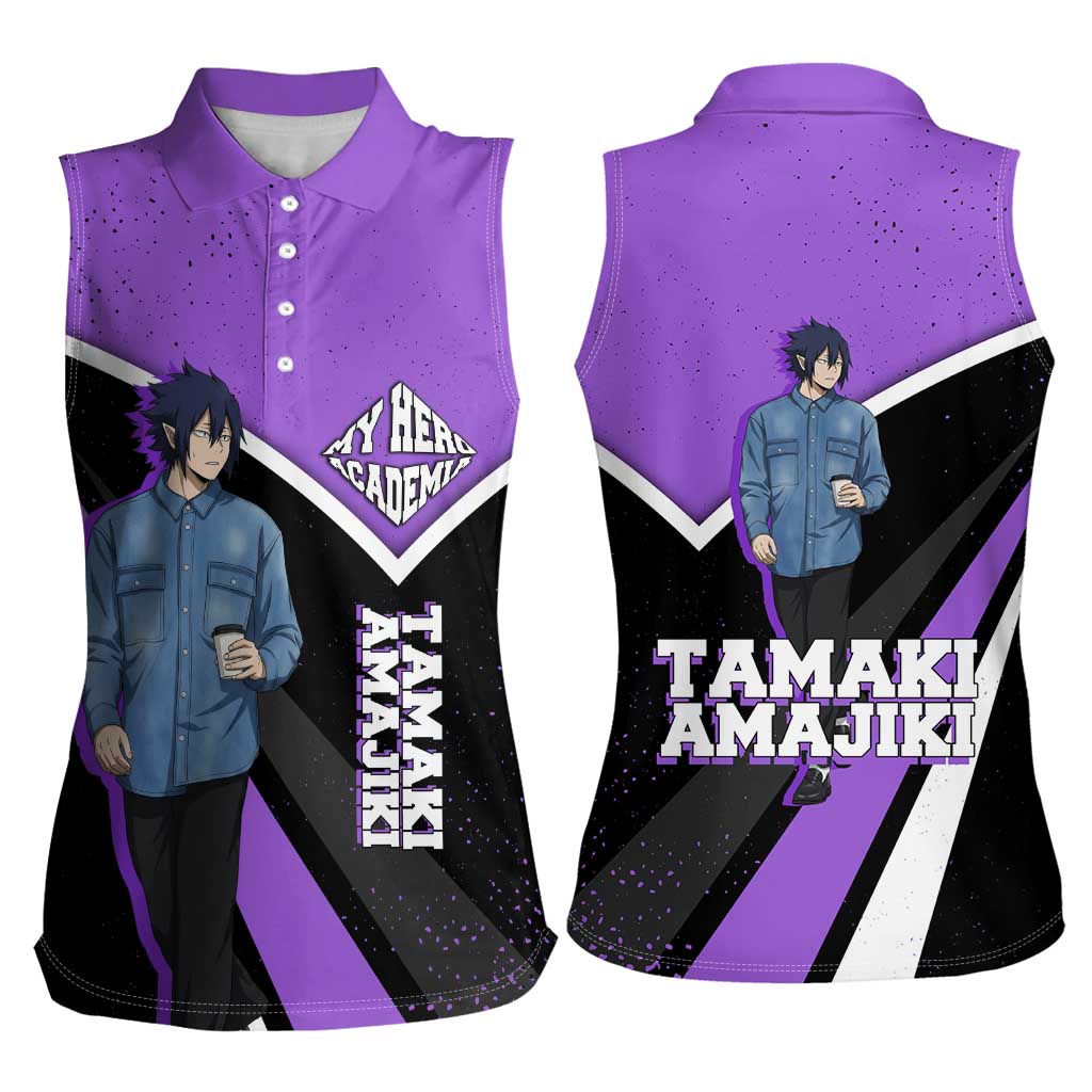 Tamaki Amajiki My Hero Academia Women Sleeveless Polo Shirt Anime Grunge Splatter Graphic Style