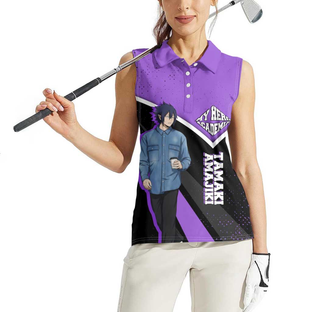 Tamaki Amajiki My Hero Academia Women Sleeveless Polo Shirt Anime Grunge Splatter Graphic Style