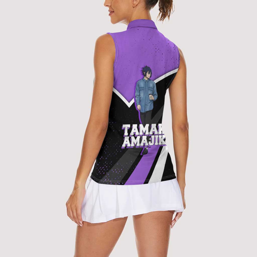 Tamaki Amajiki My Hero Academia Women Sleeveless Polo Shirt Anime Grunge Splatter Graphic Style