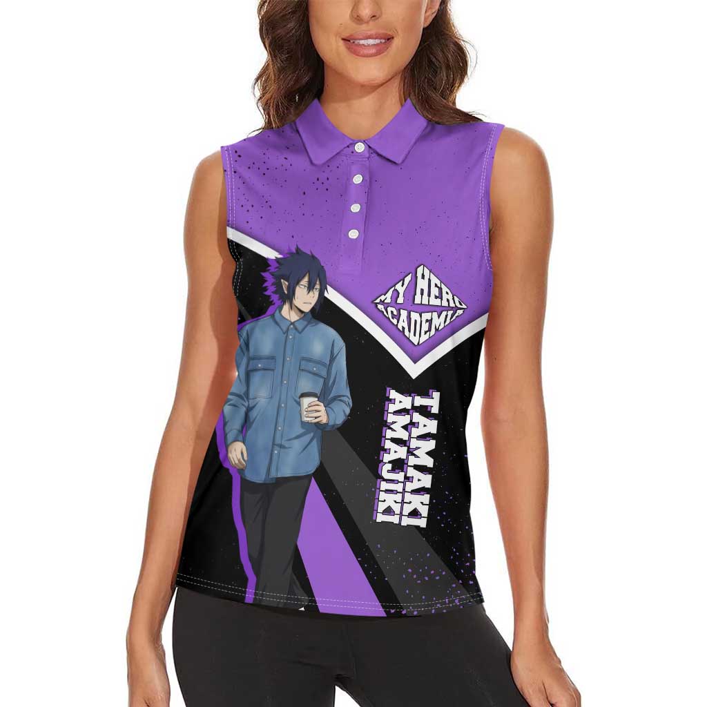 Tamaki Amajiki My Hero Academia Women Sleeveless Polo Shirt Anime Grunge Splatter Graphic Style