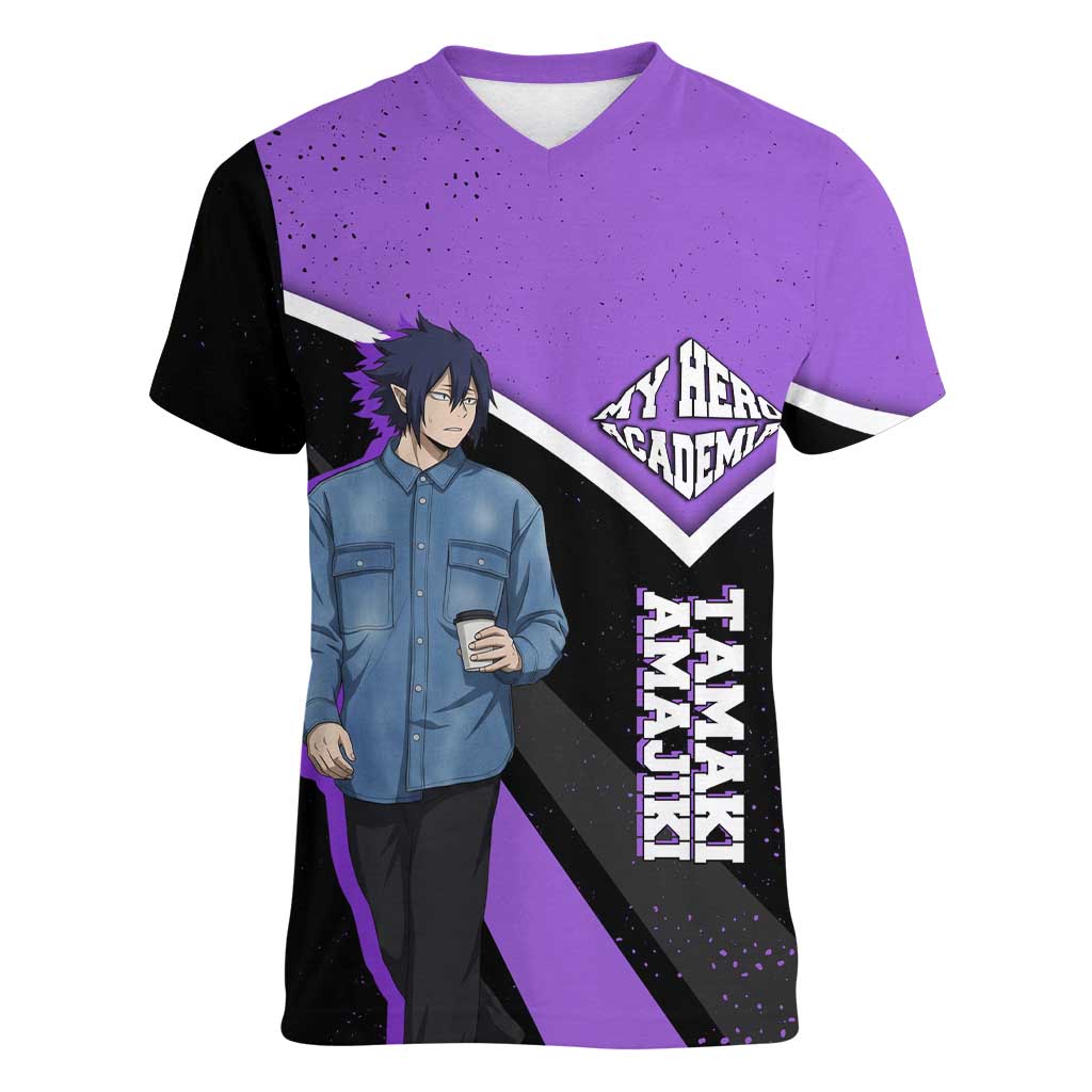 Tamaki Amajiki My Hero Academia Women V-Neck T-Shirt Anime Grunge Splatter Graphic Style
