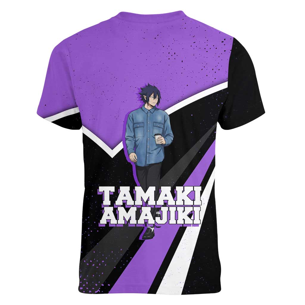 Tamaki Amajiki My Hero Academia Women V-Neck T-Shirt Anime Grunge Splatter Graphic Style
