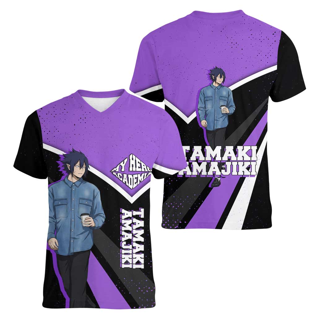 Tamaki Amajiki My Hero Academia Women V-Neck T-Shirt Anime Grunge Splatter Graphic Style