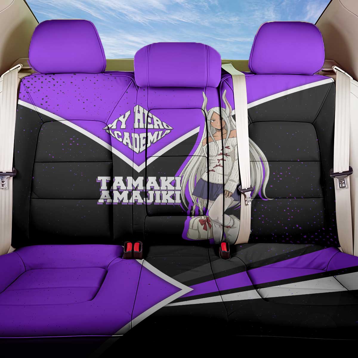 Mirko My Hero Academia Back Car Seat Cover Anime Grunge Splatter Graphic Style