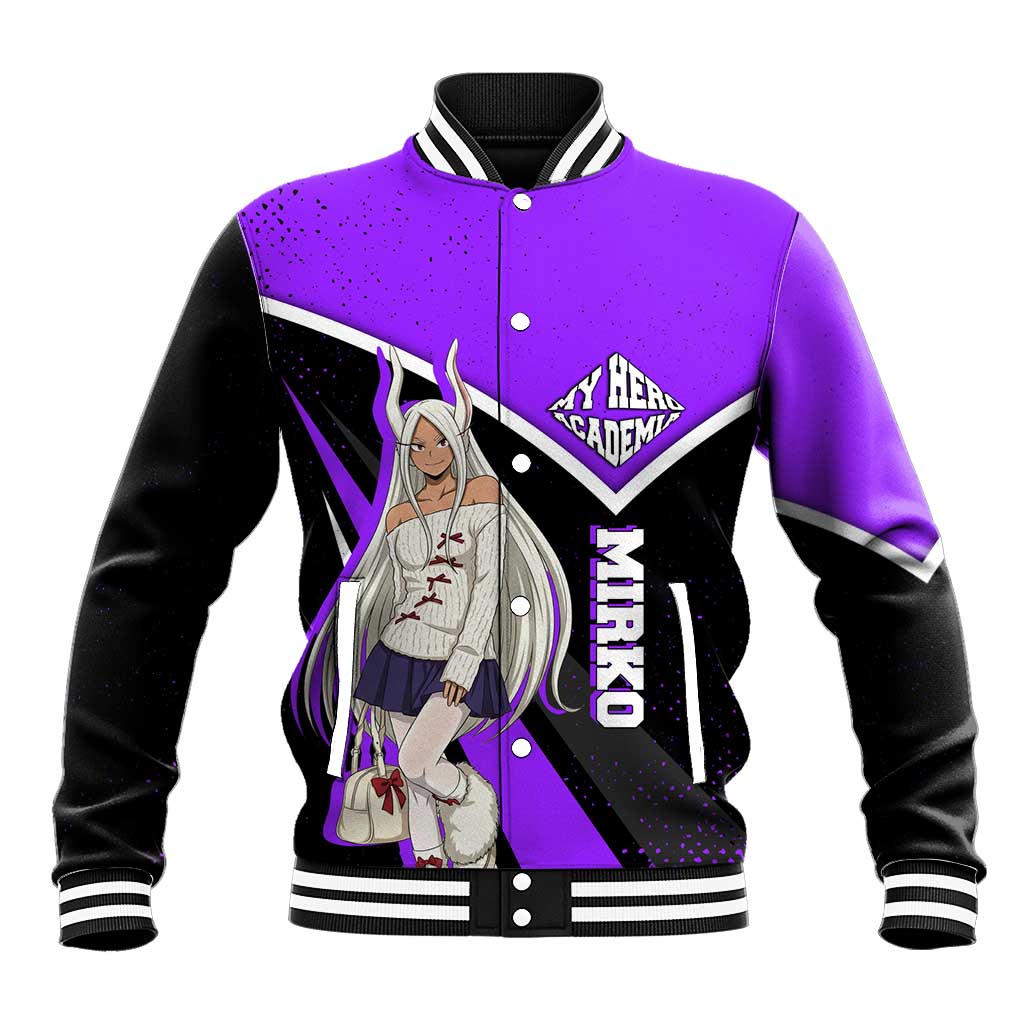 Mirko My Hero Academia Baseball Jacket Anime Grunge Splatter Graphic Style